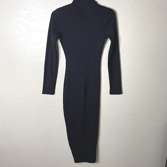 Pretty Little Thing Black Ribbed Knit Slit Midi Dress Size 2 - Picture 8 of 12